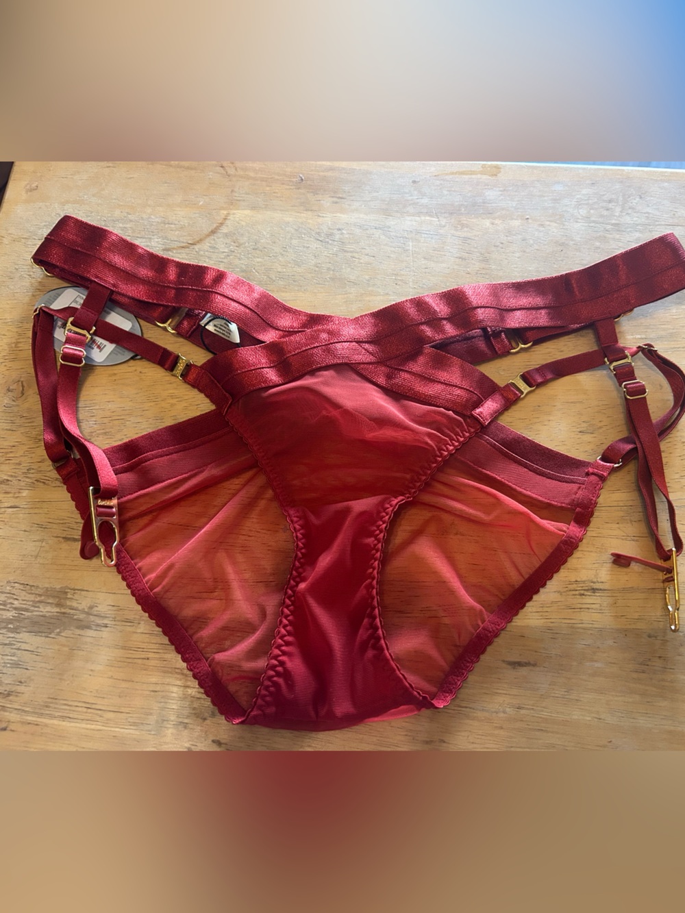 Bordelle London Tomoe Harness Brief in Burnt Red Strappy High-Waist Lingerie
